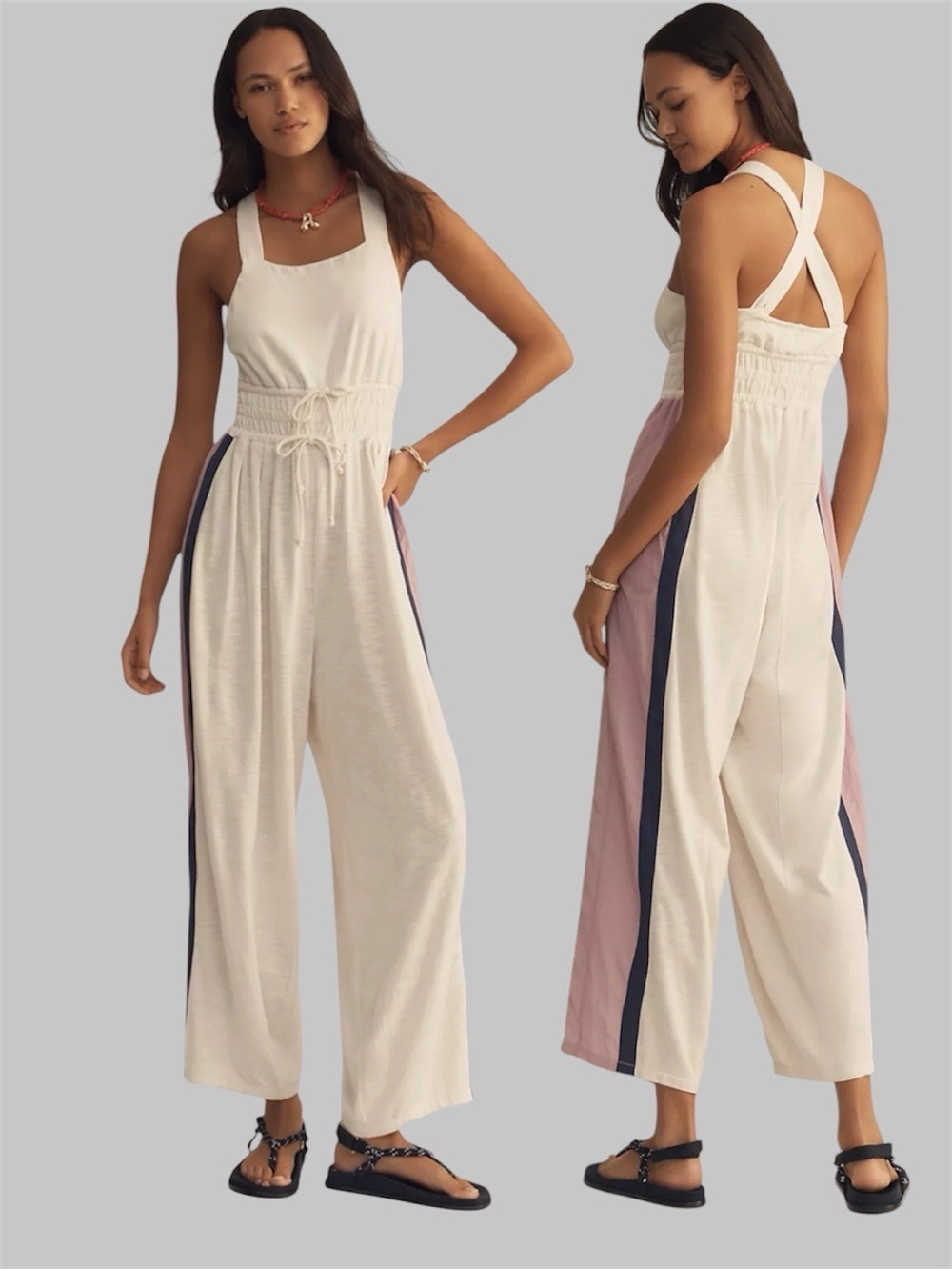 Daily Practice Anthropologie Colorblock Jumpsuit LP Relaxed Athleisure Lounge
